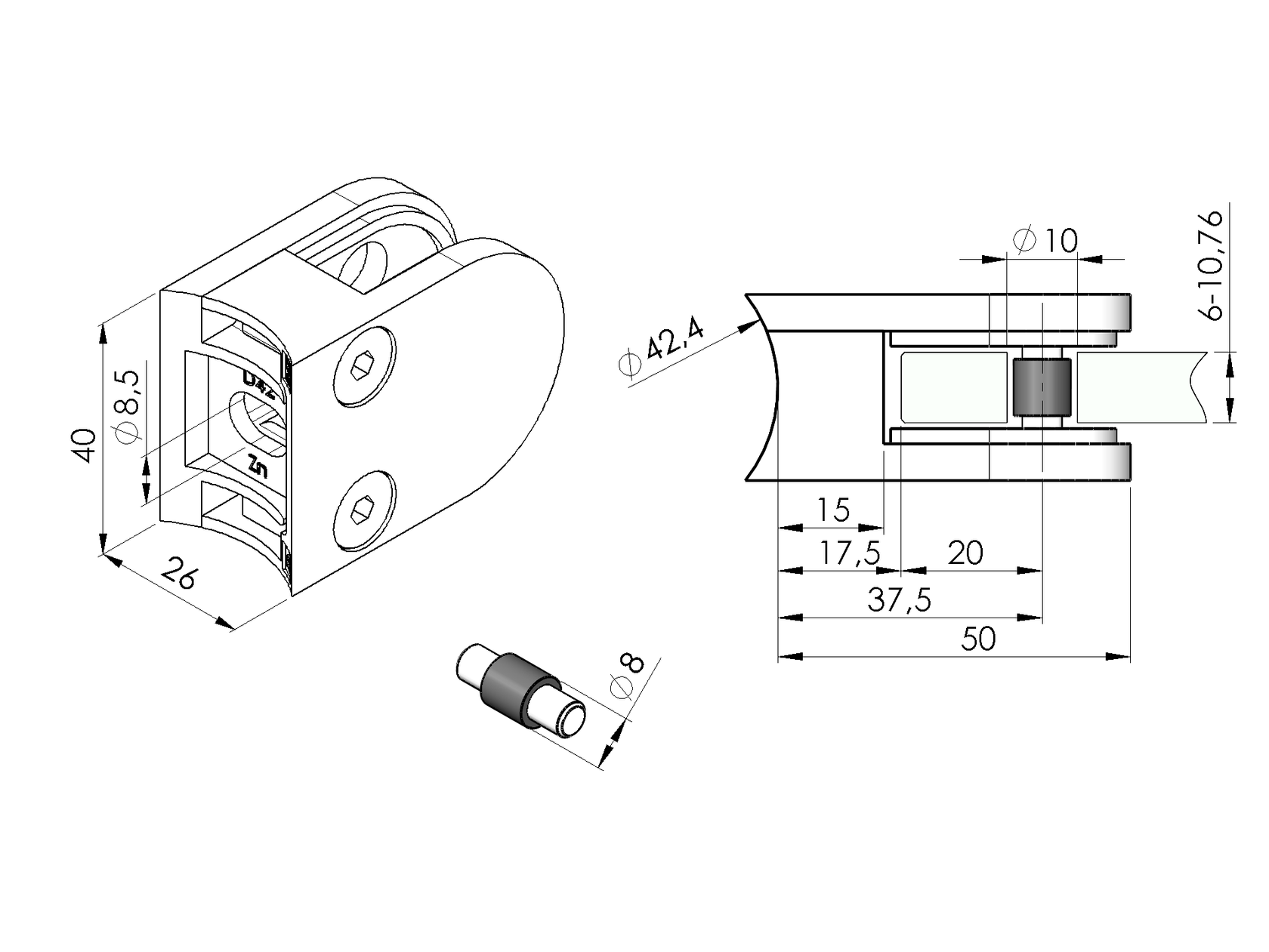 Držiak výplne skla