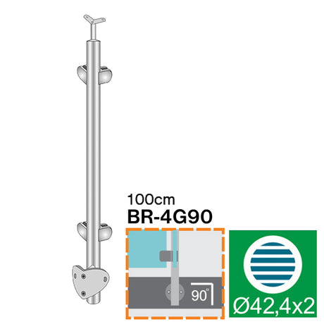 Nerezový stĺpik - bočné kotvenie - obojstranný AIS