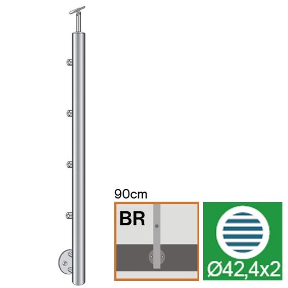 Stĺpik nerez, bočné kotvenie - rovné
