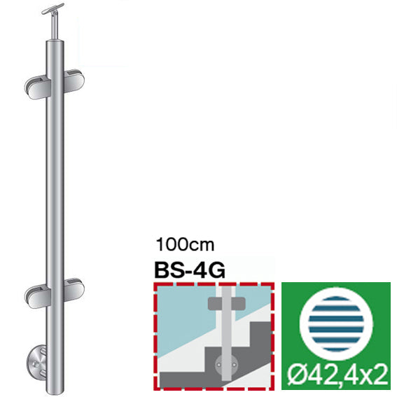 Stĺpik, bočné kotvenie - obojstran.180° -na schody