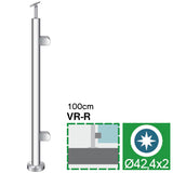 Stĺpik, vrchné kotvenie - pravý AISI304, D42,4x2/2