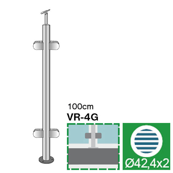 Stĺpik, vrchné kotvenie - obojstranný180° AISI304,