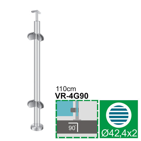 Stĺpik, vrchné kotvenie - obojstranný 90° AISI304,