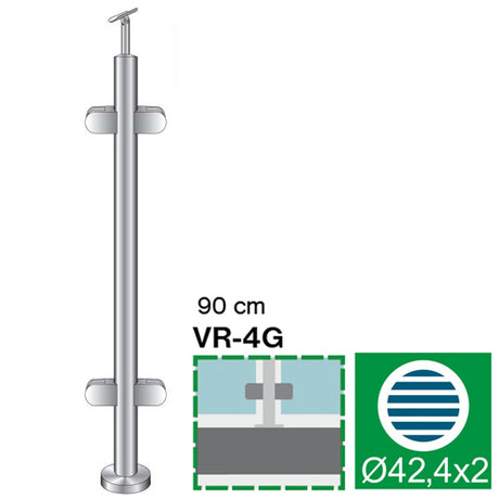 Stĺpik, vrchné kotvenie - obojstranný 180° AISI304
