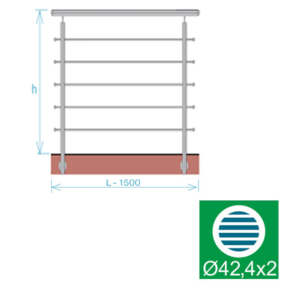 Nerezové zábradlie, AISI304, 1500x1000mm, BR