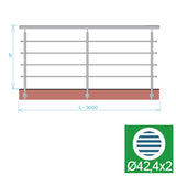 Nerezové zábradlie, AISI304, 3000x900mm, BR