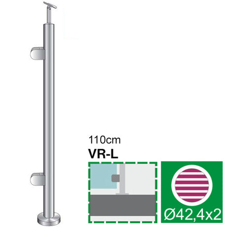 Stĺpik, VK-rovné AISI316, D42,4/2xmodel22/H1100mm-