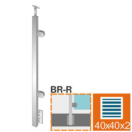 Stĺpik, bočné kotvenie - pravý AISI304, 40x40x2/2x