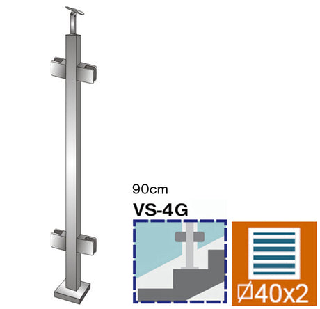 Stĺpik, vrchné kotvenie - obojstr. 180° -na schody