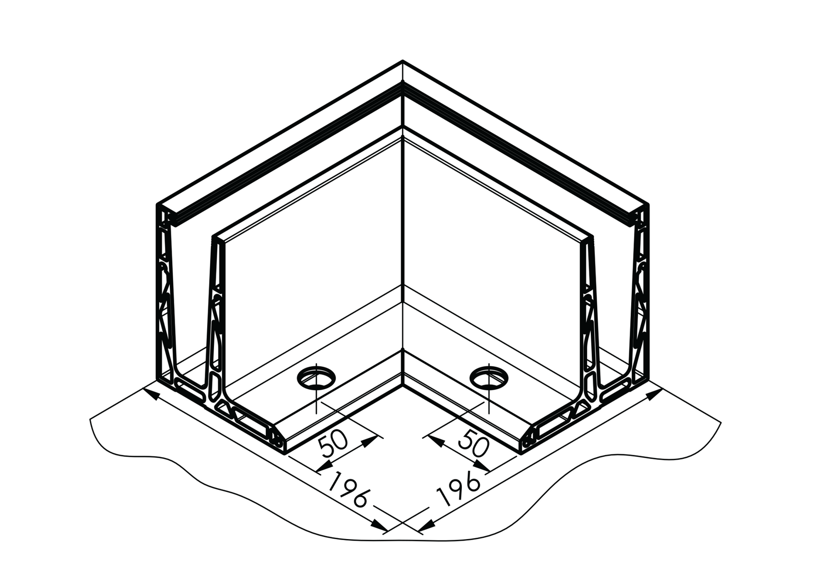 Celosklenené zábradlie-roh. profil-vrchné kotvenie