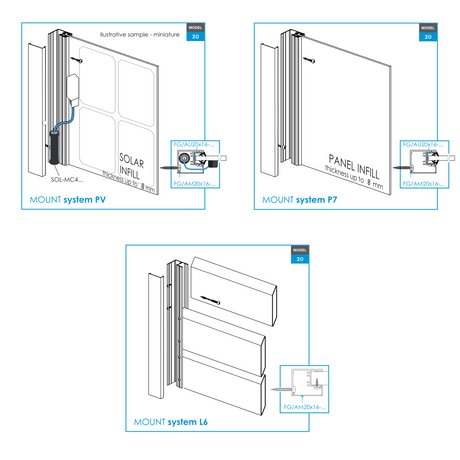 Hliníkový plotový adaptér pre tabuľové výplne 1-8mm - 6000mm