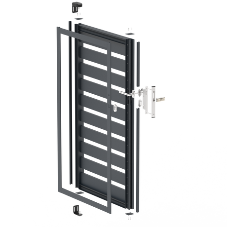 Hliníková jednokrídlová brána 1,025x1,50m s výplňou 20x100 R7016 - set