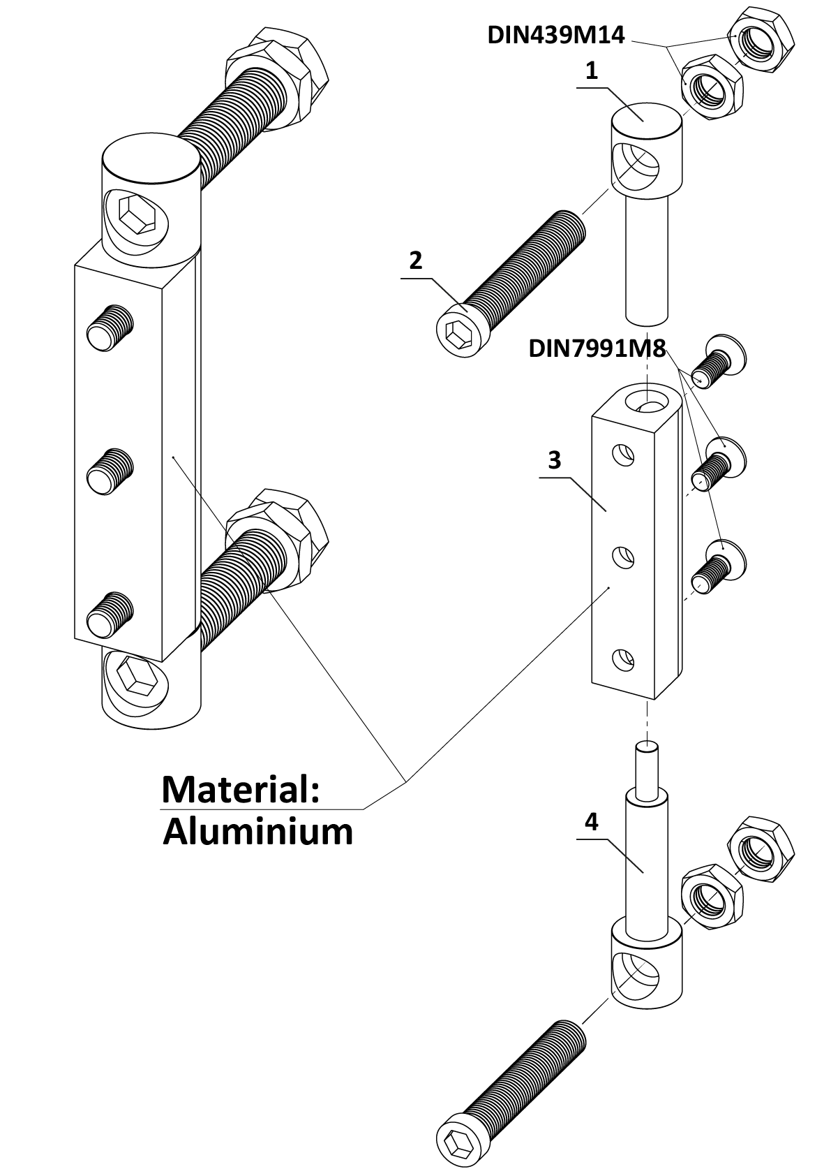 Záves nastaviteľný na priskrutkovanie dvojity, nerez/hliník