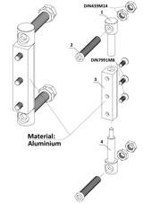 Záves nastaviteľný na priskrutkovanie dvojity, nerez/hliník