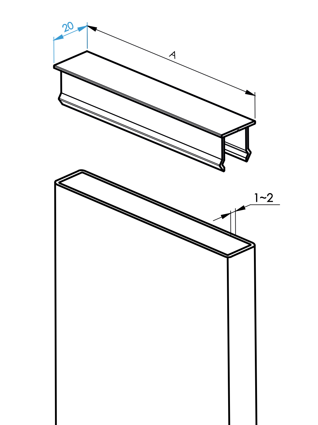 Krytka vertikálnej výplne 20x100x1 - R8017