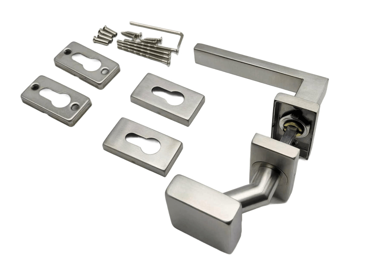 Door handle with plate, pair AISI 304, K320, L135m