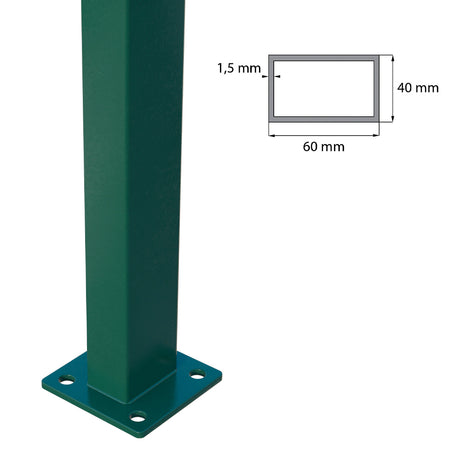 Post 60x40mm with ZnPVC base 2000mm green