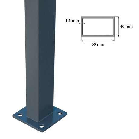 Oszlop 60x40mm talppal ZnPVC 1600mm antracit