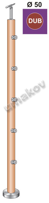 Stĺpik DUB (OAK) D50mm, 5xd12mm, v=100 cm, VK-rovn