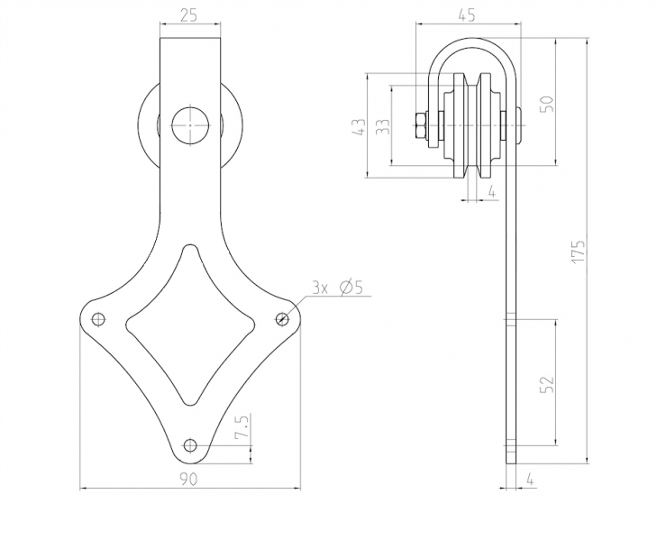 Kovanie pre posuvné dvere mini - "Rhombus"