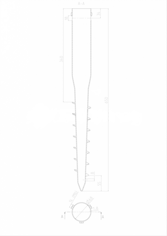 Földhorgony csavar Zn 68x1,8x650mm, 3xM8